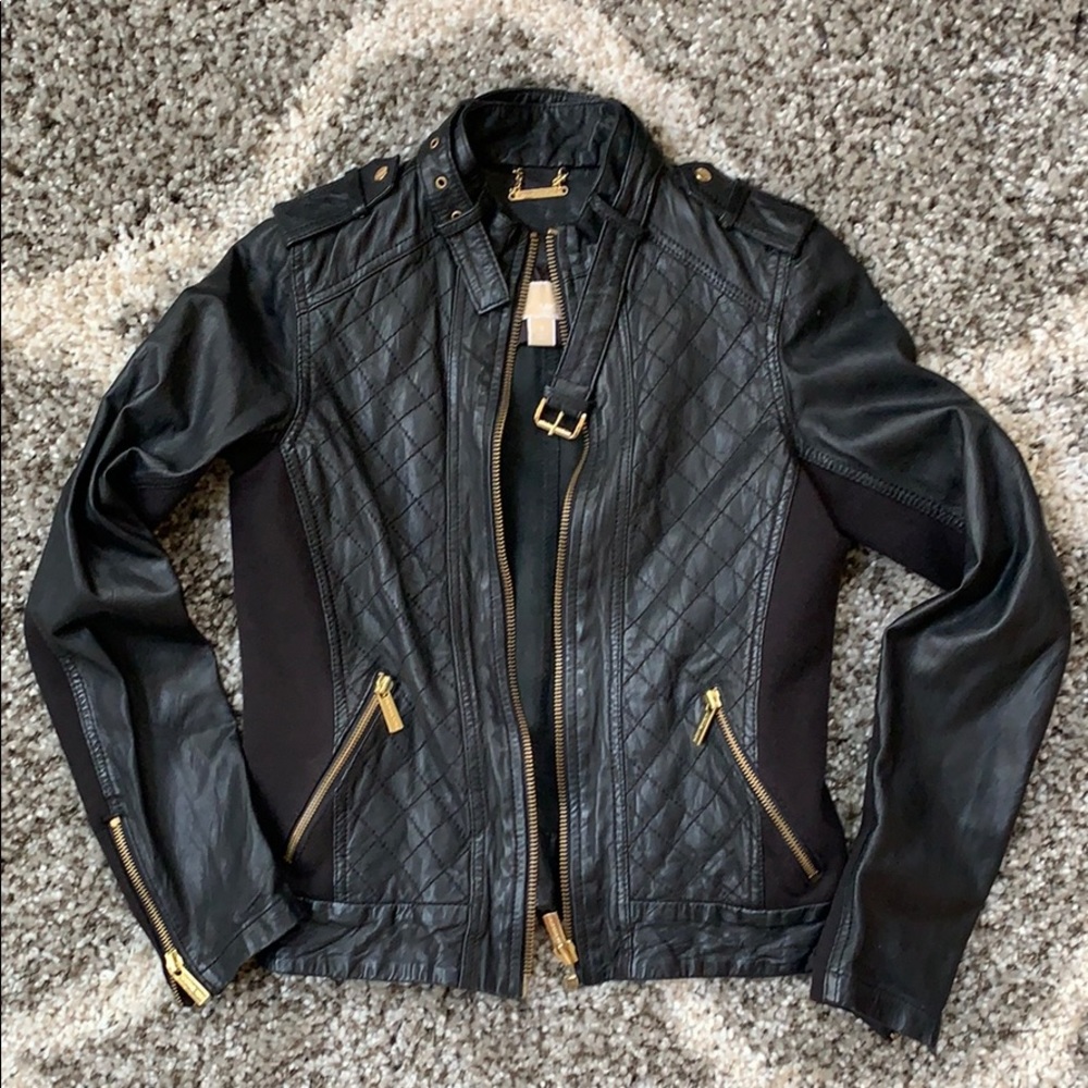 Michael Kors Blake Leather Biker Motorcycle Jacket